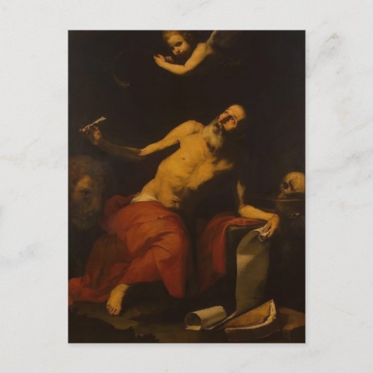 Jusepe de Ribera-St. Jerome hoort de laatste Trump Briefkaart (Voorkant)