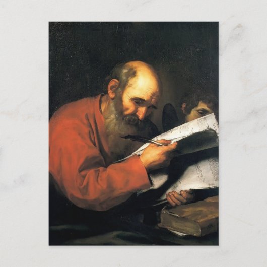 Jusepe de Ribera-St. Matthew met de engel Briefkaart (Voorkant)