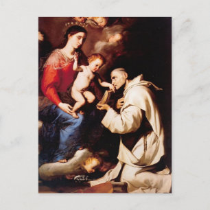 Jusepe Ribera-Madonna met Christus Kind & St Bruno Briefkaart