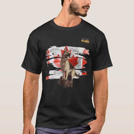 Just4GSD German Shepherd bewaakt de Canadese vlag T-shirt (Voorkant)