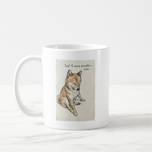 "Just 5 More Minutes" Sleepy Shiba Inu Nap Art Koffiemok (Links)