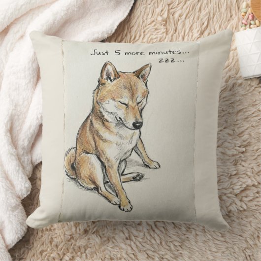 "Just 5 More Minutes" Sleepy Shiba Inu Nap Art Kussen (Deken)
