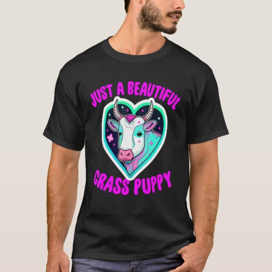 Just A Beautiful Grass Puppy - Dairy Farm Milk Cow T-shirt (Voorkant)
