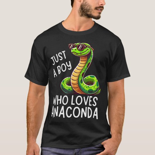 Just A Boy Who Loves Anaconda Cool Snake Lover Des T-shirt (Voorkant)