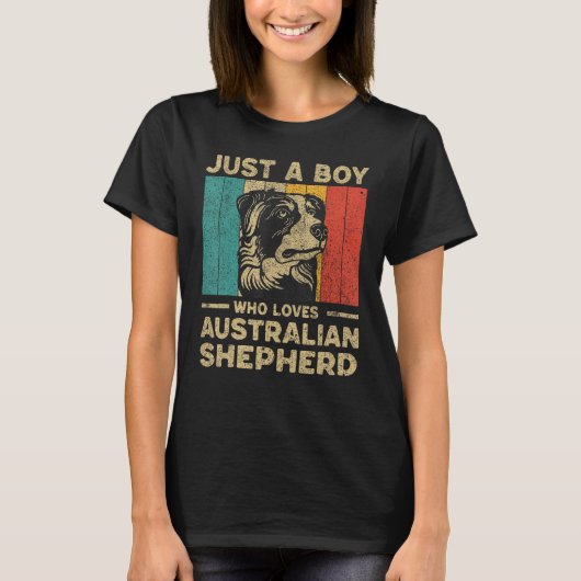 Just A Boy Who Loves Australian Shepherd for Boys T-shirt (Voorkant)