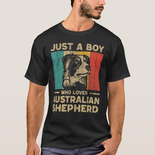 Just A Boy Who Loves Australian Shepherd for Boys T-shirt (Voorkant)
