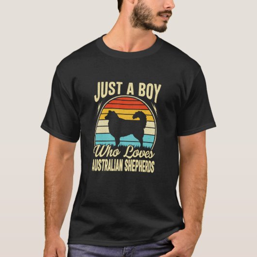 Just A Boy Who Loves Australian Shepherds Kids Boy T-shirt (Voorkant)