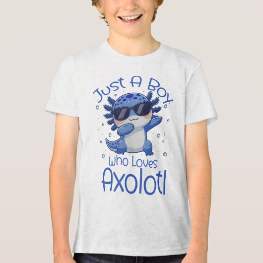 Just A Boy Who Loves Axolotl  Tri-Blend Shirt (Voorkant)