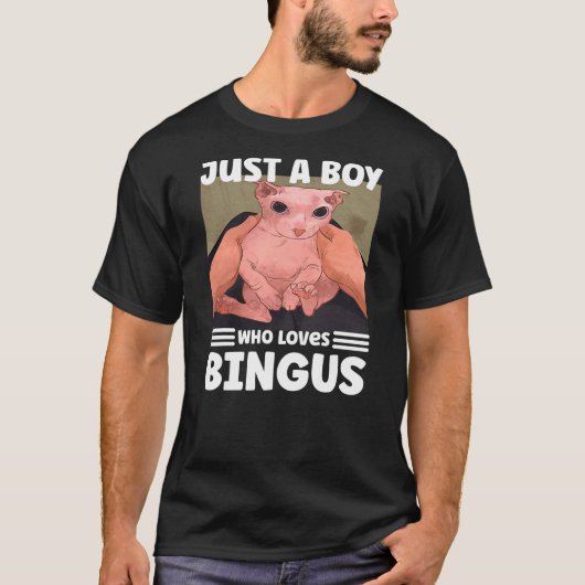 Just A Boy Who Loves BINGUS cat T-shirt (Voorkant)