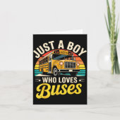 Just A Boy Who Loves Buses School Bus Driver Costu Kaart (Voorkant)
