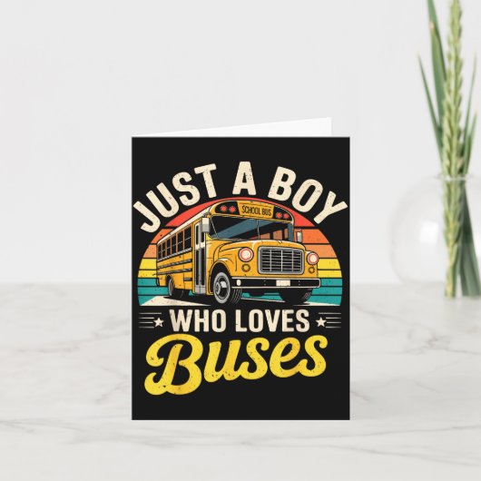 Just A Boy Who Loves Buses School Bus Driver Costu Kaart (Voorkant)