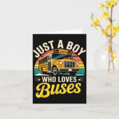 Just A Boy Who Loves Buses School Bus Driver Costu Kaart (Gele Bloem)