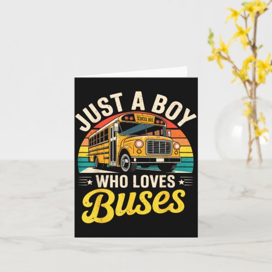 Just A Boy Who Loves Buses School Bus Driver Costu Kaart (Gele Bloem)