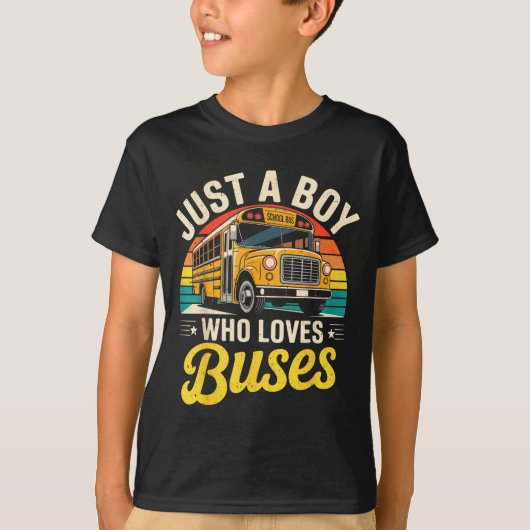 Just A Boy Who Loves Buses School Bus Driver Costu T-shirt (Voorkant)