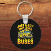 Just A Boy Who Loves Buses School Bus  Sleutelhanger (Voorkant)