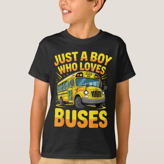 Just A Boy Who Loves Buses School Bus  T-shirt (Voorkant)