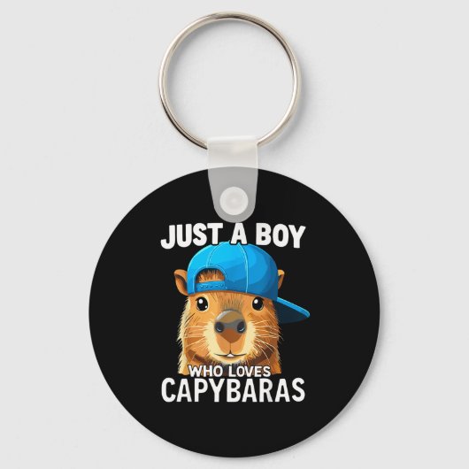 Just A Boy Who Loves Capybaras  Sleutelhanger (Voorkant)