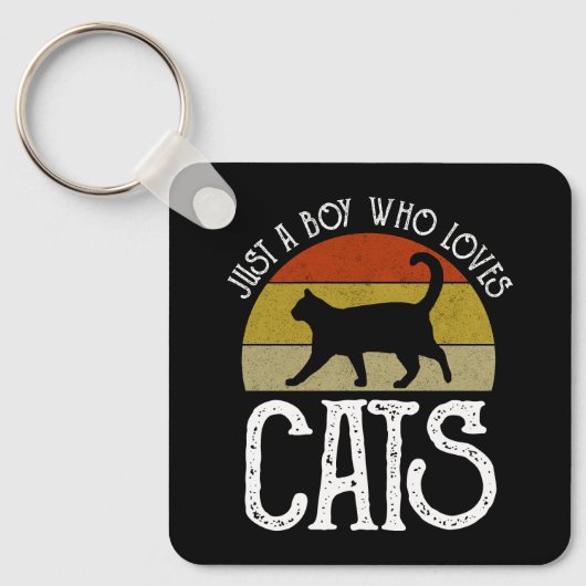 Just A Boy Who Loves Cats Sleutelhanger (Voorkant)