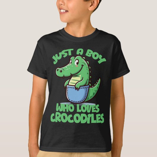 Just A Boy Who Loves Crocodiles T-shirt (Voorkant)