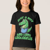 Just A Boy Who Loves Crocodiles Tri-Blend Shirt (Voorkant)