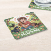 Just A Boy Who Loves Dachshunds Kartonnen Onderzetters (Schuin)