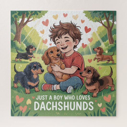 Just A Boy Who Loves Dachshunds Legpuzzel (Verticaal)