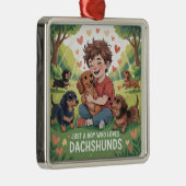 Just A Boy Who Loves Dachshunds Metalen Ornament (Rechts)