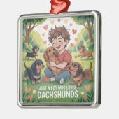 Just A Boy Who Loves Dachshunds Metalen Ornament (Links)