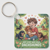 Just A Boy Who Loves Dachshunds Sleutelhanger (Voorkant)