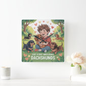 Just A Boy Who Loves Dachshunds Vierkante Klok (Huis)