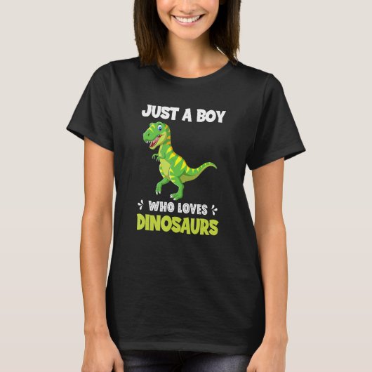 Just A Boy Who Loves Dinosaurs Rawr Rex Dinosaur T-shirt (Voorkant)