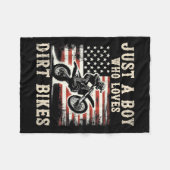 Just A Boy Who Loves Dirt Bikes American Flag Moto Fleece Deken (Voorkant (Horizontaal))