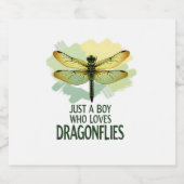 Just a Boy who loves Dragonflies. Dragonflies Drag Sparkling Wijnetiket (Enkel label)