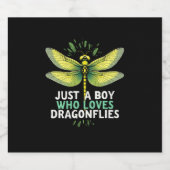 Just a Boy who loves Dragonflies. Dragonflies Drag Sparkling Wijnetiket (Enkel label)