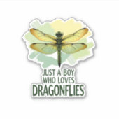Just a Boy who loves Dragonflies. Dragonflies Drag Sticker (Voorkant)