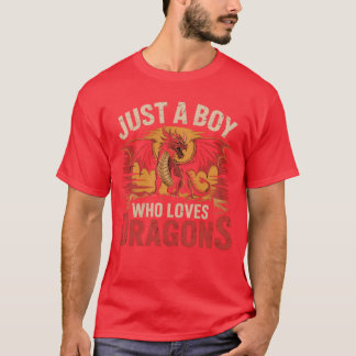 Just a Boy Who Loves Dragons Cool Medieval Dragon  T-shirt