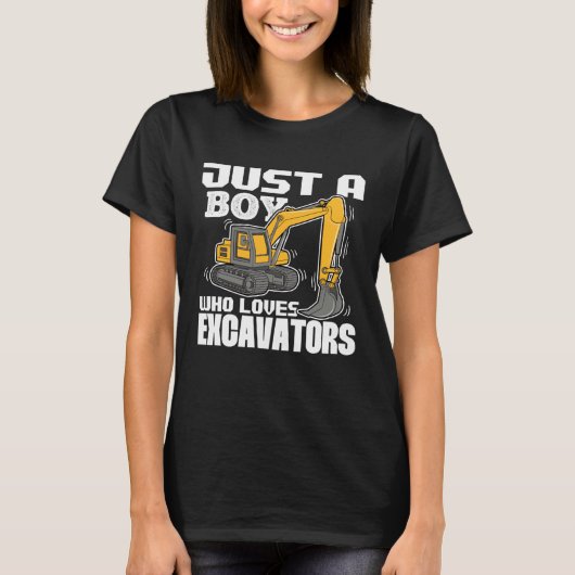 Just A Boy Who Loves Excavators Construction Vehic T-shirt (Voorkant)