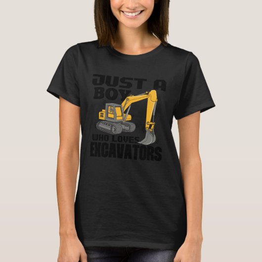 Just A Boy Who Loves Excavators Construction Vehic T-shirt (Voorkant)