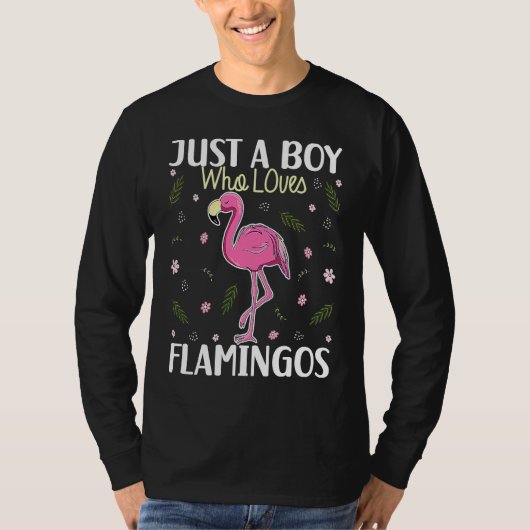 Just a Boy Who Loves Flamingos   Flamingo  Boys T-shirt (Voorkant)