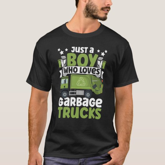 Just A Boy Who Loves Garbage Trucks for Toddler Bo T-shirt (Voorkant)