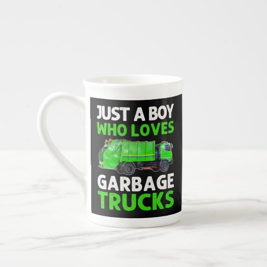 Just A Boy Who Loves Garbage Trucks Porselein Kop (Links)