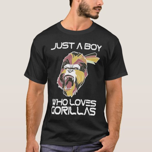 Just A Boy Who Loves Gorillas Largest Primate Gori T-shirt (Voorkant)