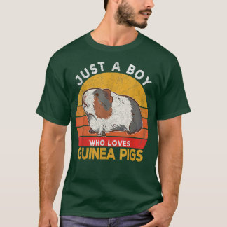 Just A Boy Who Loves Guinea Pigs Lover Wheek Retro T-shirt