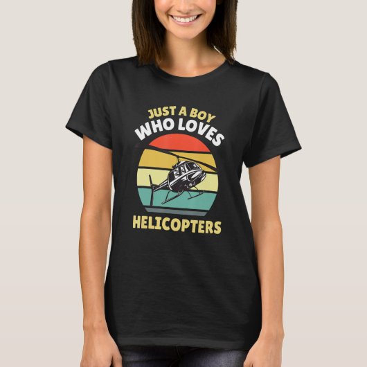 Just A Boy Who Loves Helicopters Kids Pilot Aviati T-shirt (Voorkant)