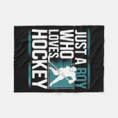 Just A Boy Who Loves Hockey  Fleece Deken (Voorkant (Horizontaal))