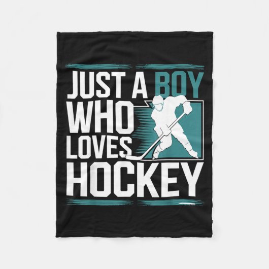 Just A Boy Who Loves Hockey  Fleece Deken (Voorkant)