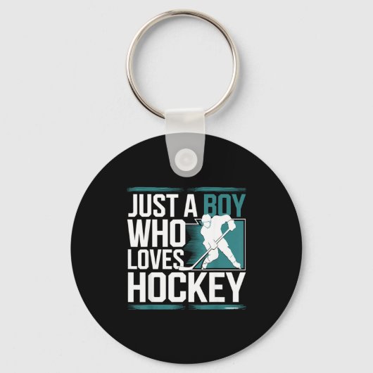 Just A Boy Who Loves Hockey  Sleutelhanger (Voorkant)