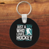 Just A Boy Who Loves Hockey  Sleutelhanger (Voorkant)