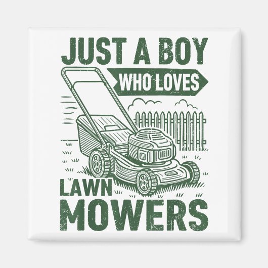 Just A Boy Who Loves Lawn Mowers Lawn Garden  Magneet (Voorkant)
