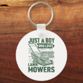 Just A Boy Who Loves Lawn Mowers Lawn Garden  Sleutelhanger (Voorkant)